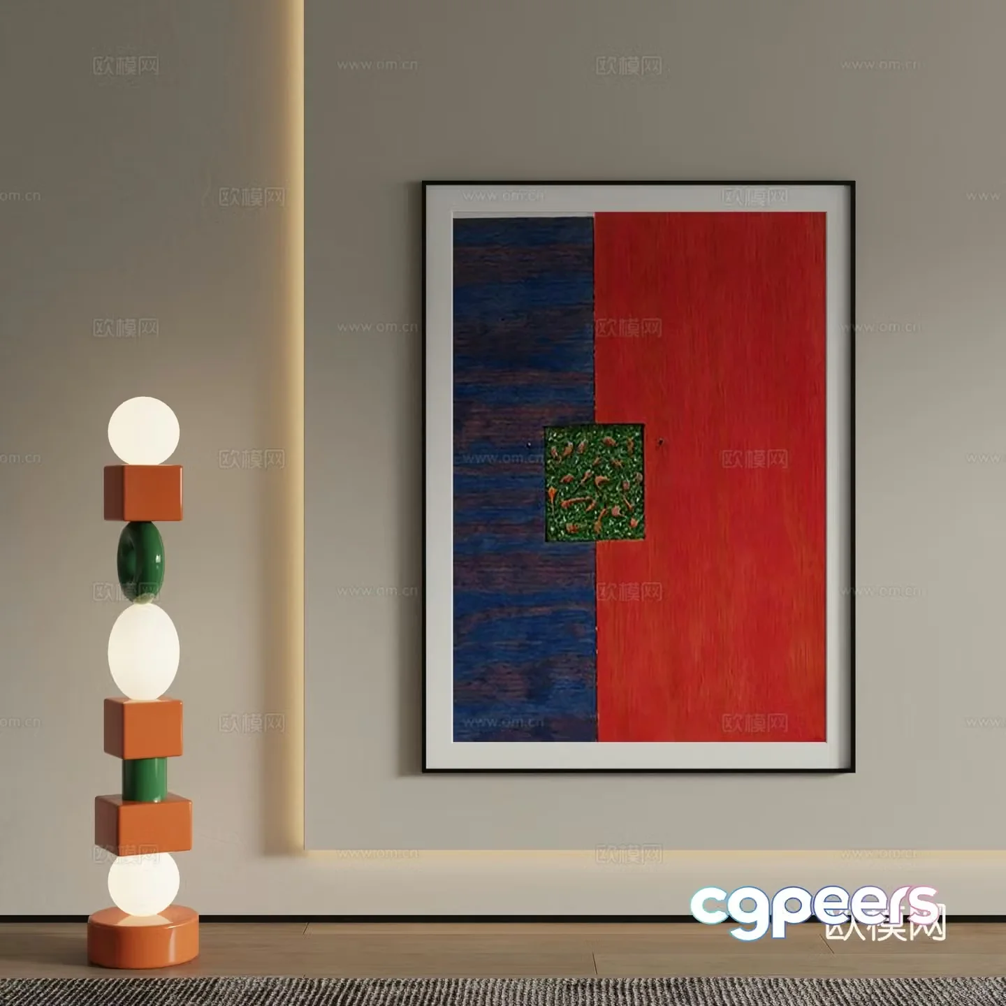 Modern decorative painting Contrasting color hanging painting 3d model
