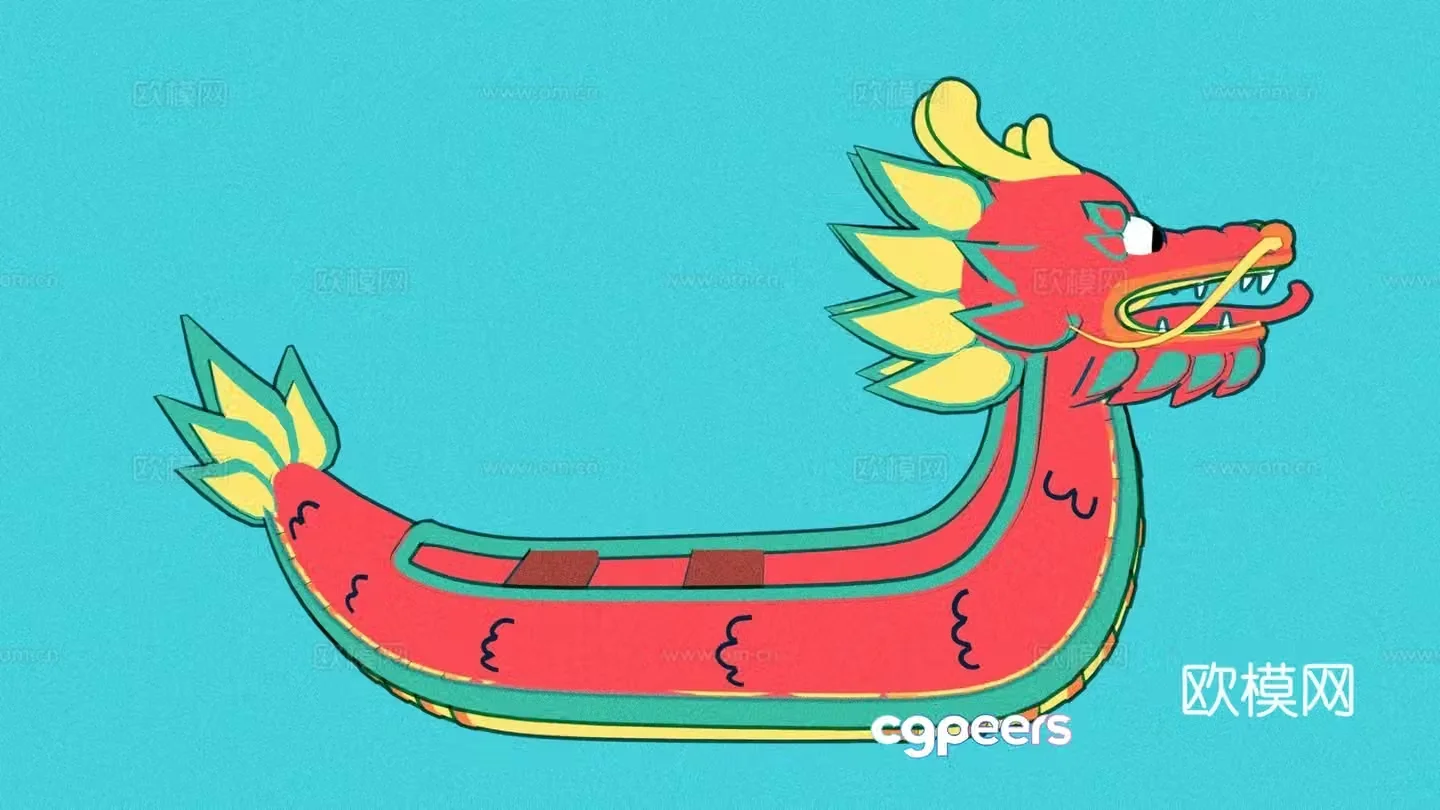 Cartoon dragon boat wall decoration 3d model