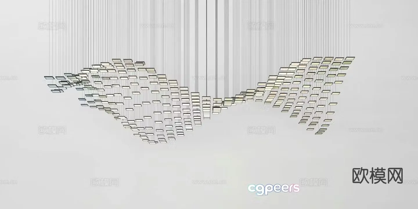 Modern lens decorative chandelier 3d model