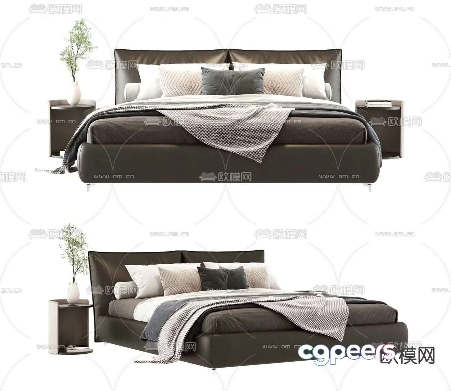 Modern double bed 3d model