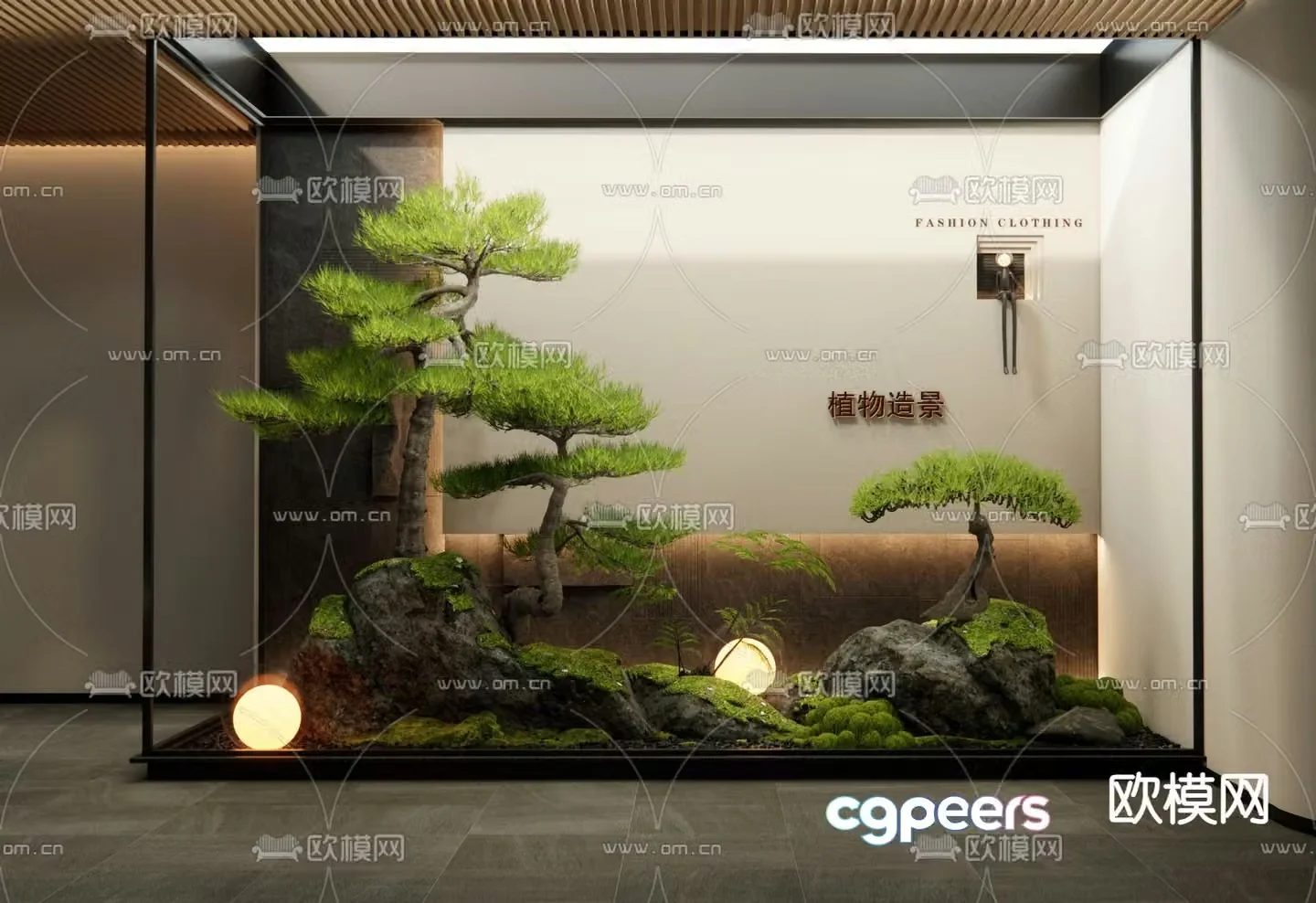 Indoor landscape pine tree landscaping 3d model