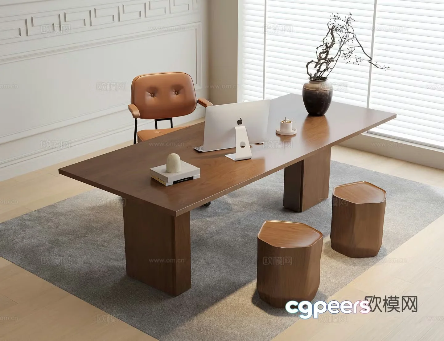 Modern desk and chair 3d model