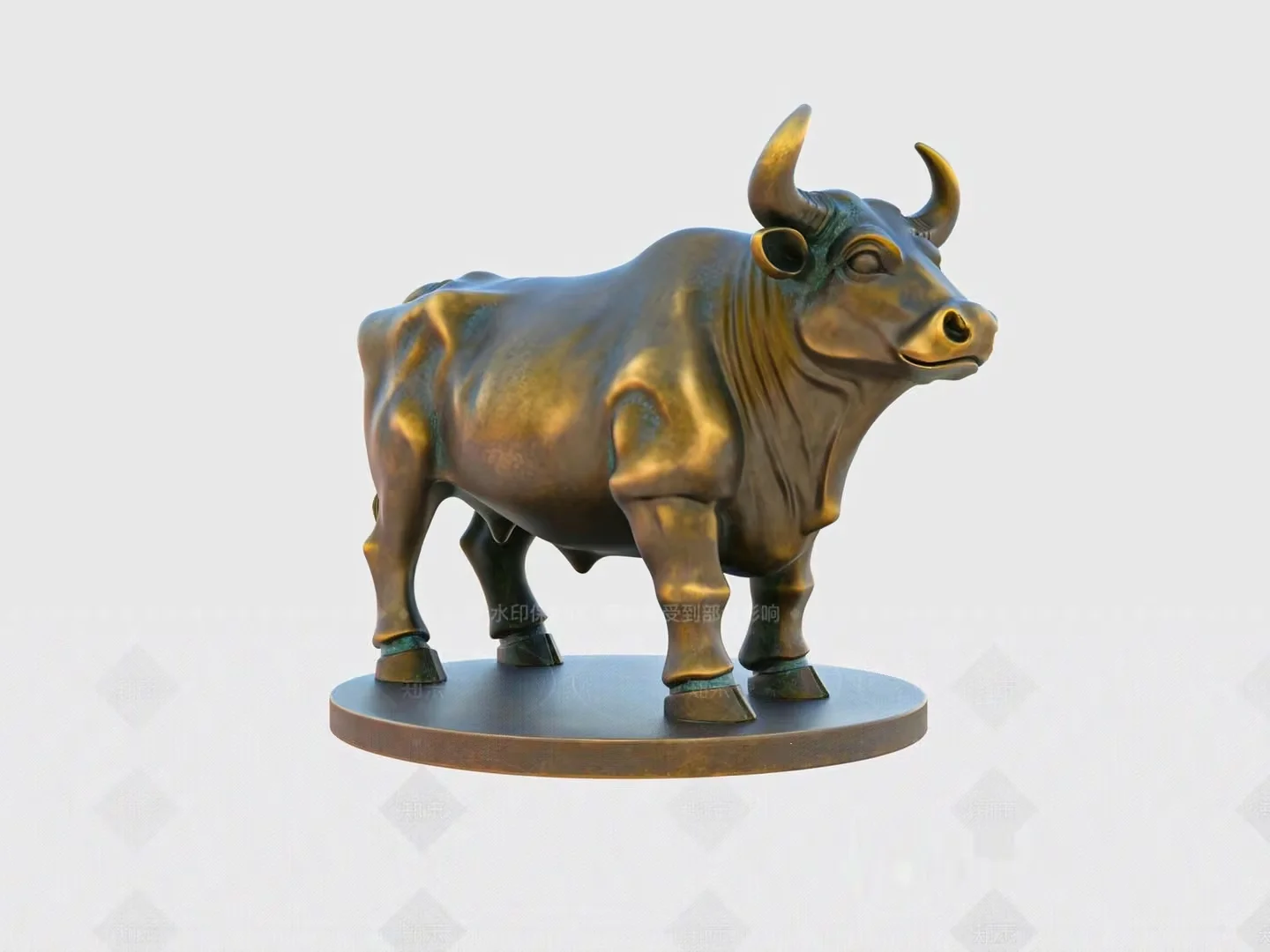 A Bronze Bull Statue 3D Model – 11252 – VRAY Render