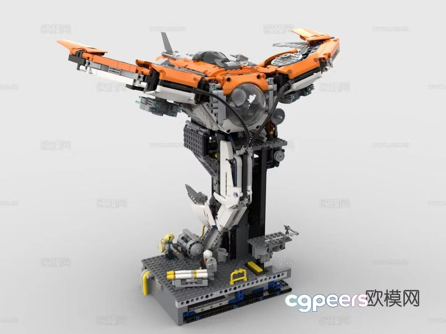 Lego toys building blocks fighter science fiction fighter maintenance platform 3d model