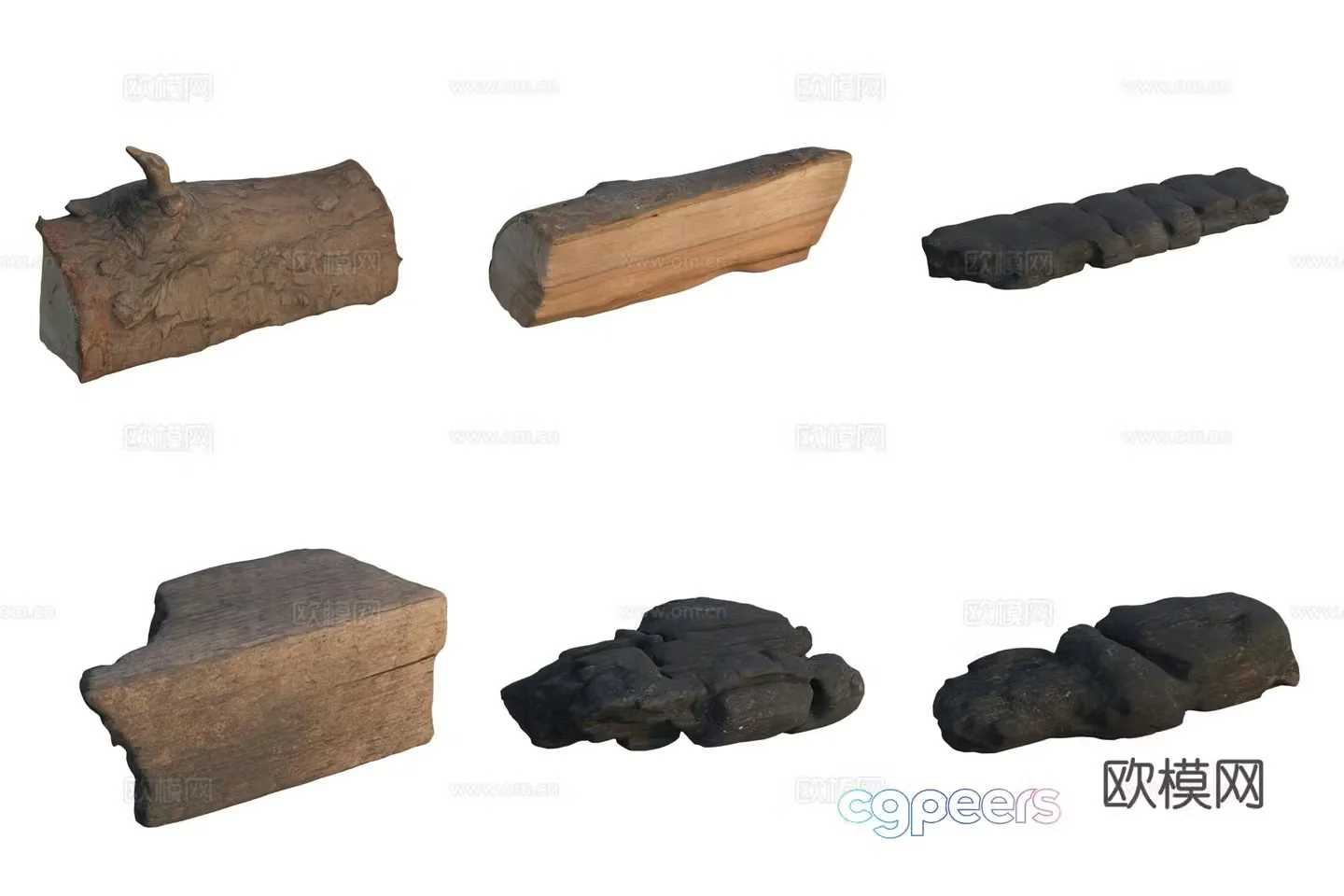 Firewood Wood Charcoal 3d model