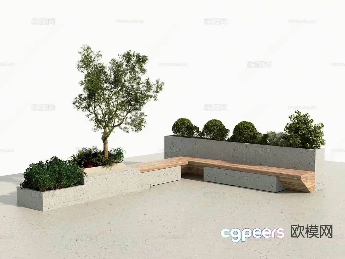 Modern landscape seating outdoor seating 3d model