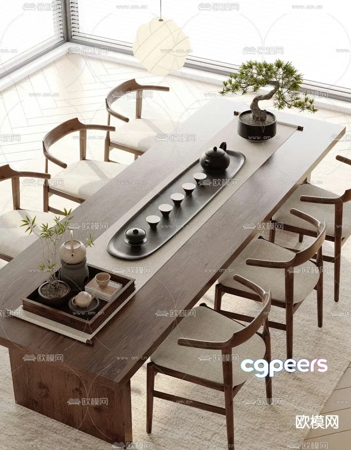 New Chinese style tea table tea table 3d model