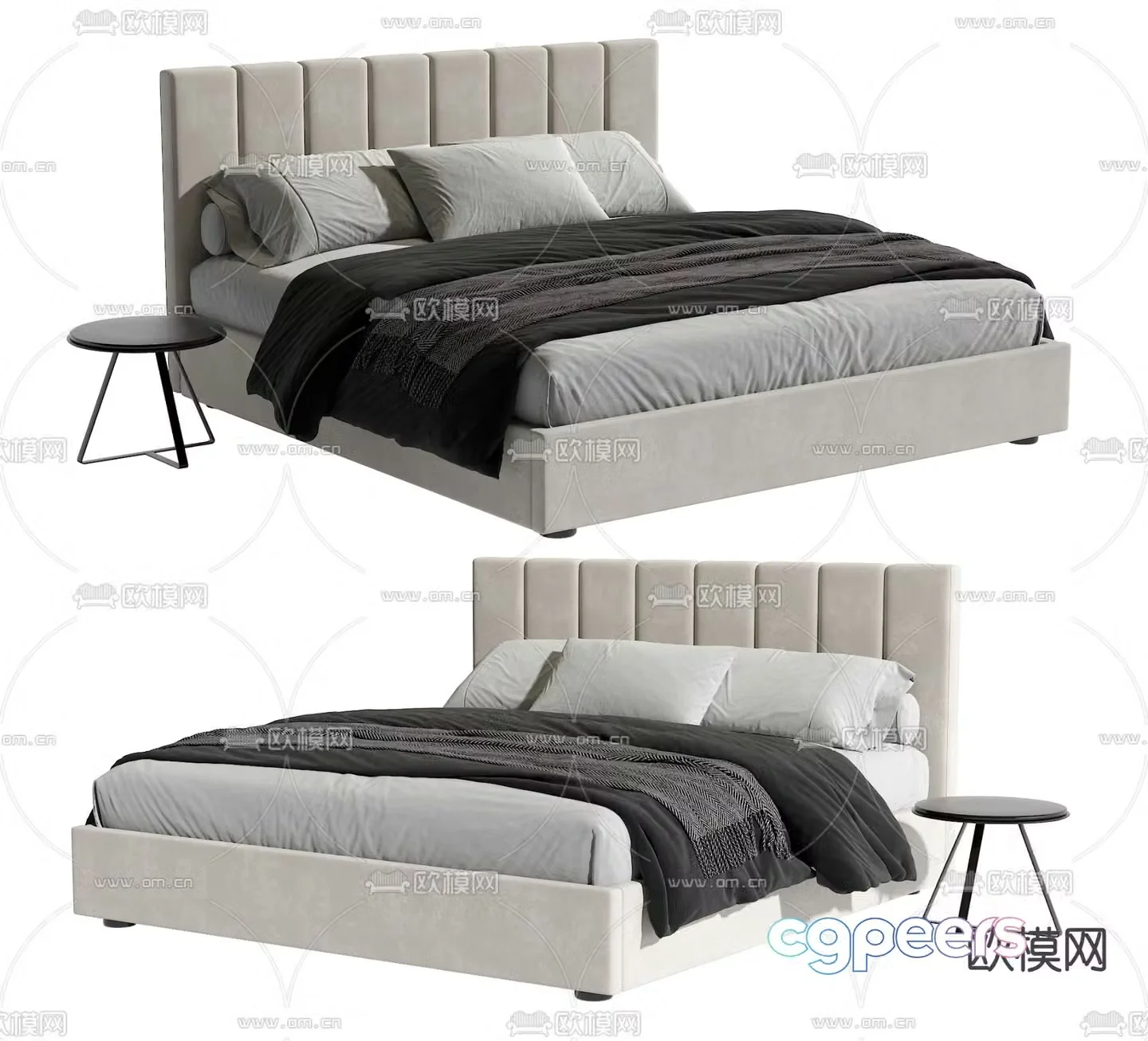 Modern double bed 3d model