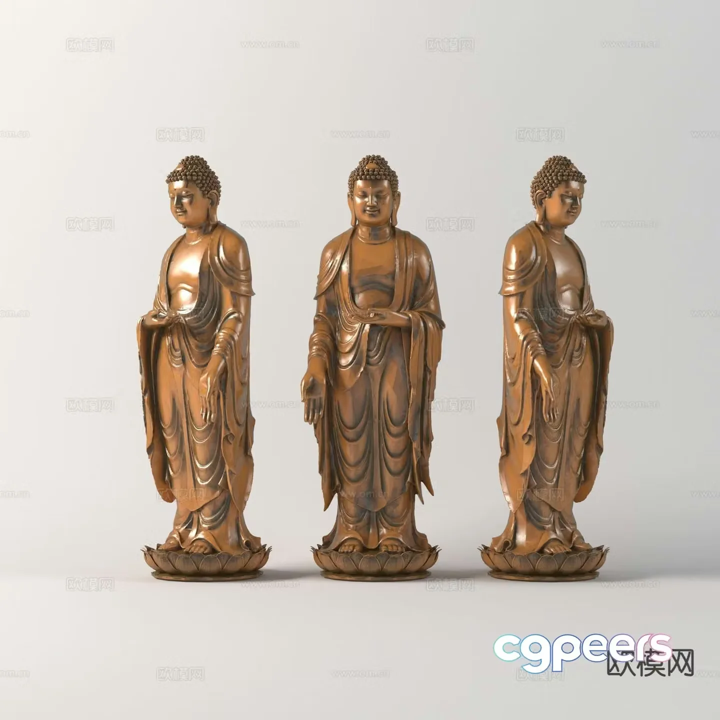 Chinese Buddha Standing Buddha Ornaments Sculpture 3D Model