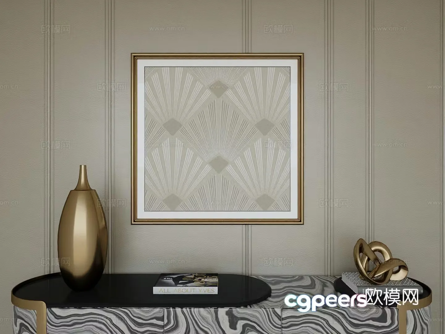 Italian light luxury high-end hanging painting 3D model