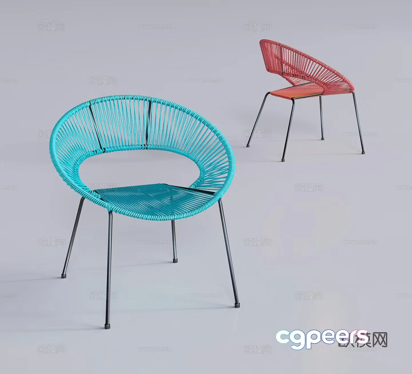 Modern leisure chair single chair dining chair coffee chair 3d model