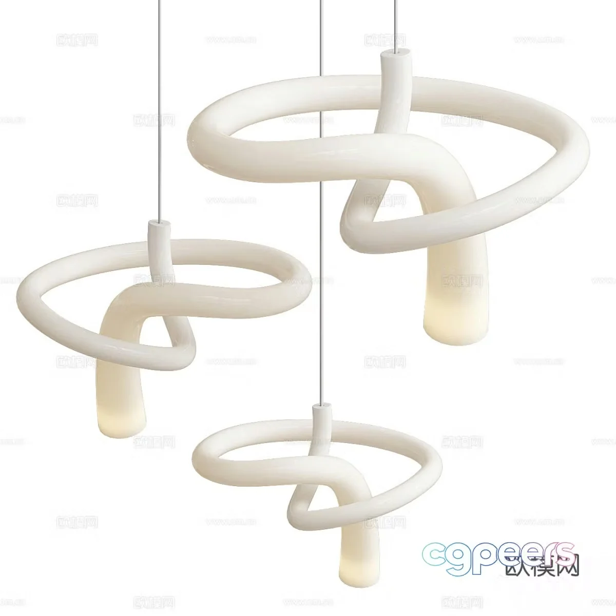 New Chinese style decorative chandelier 3D model