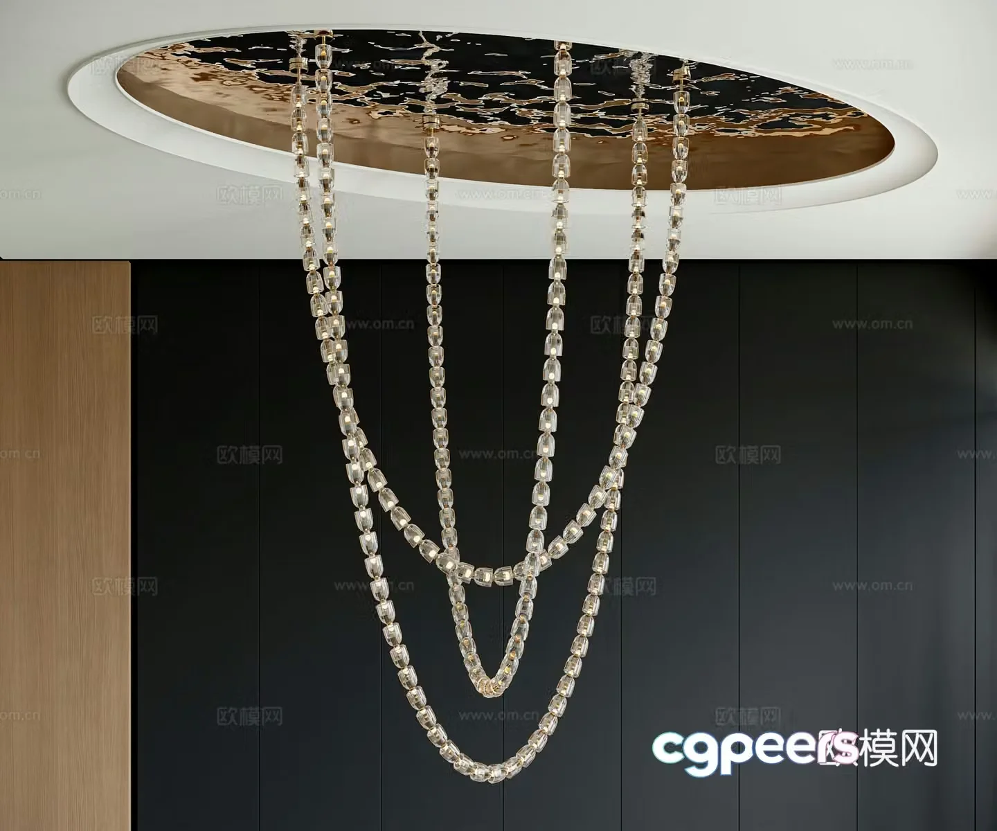 Modern beaded chandelier lobby chandelier 3d model