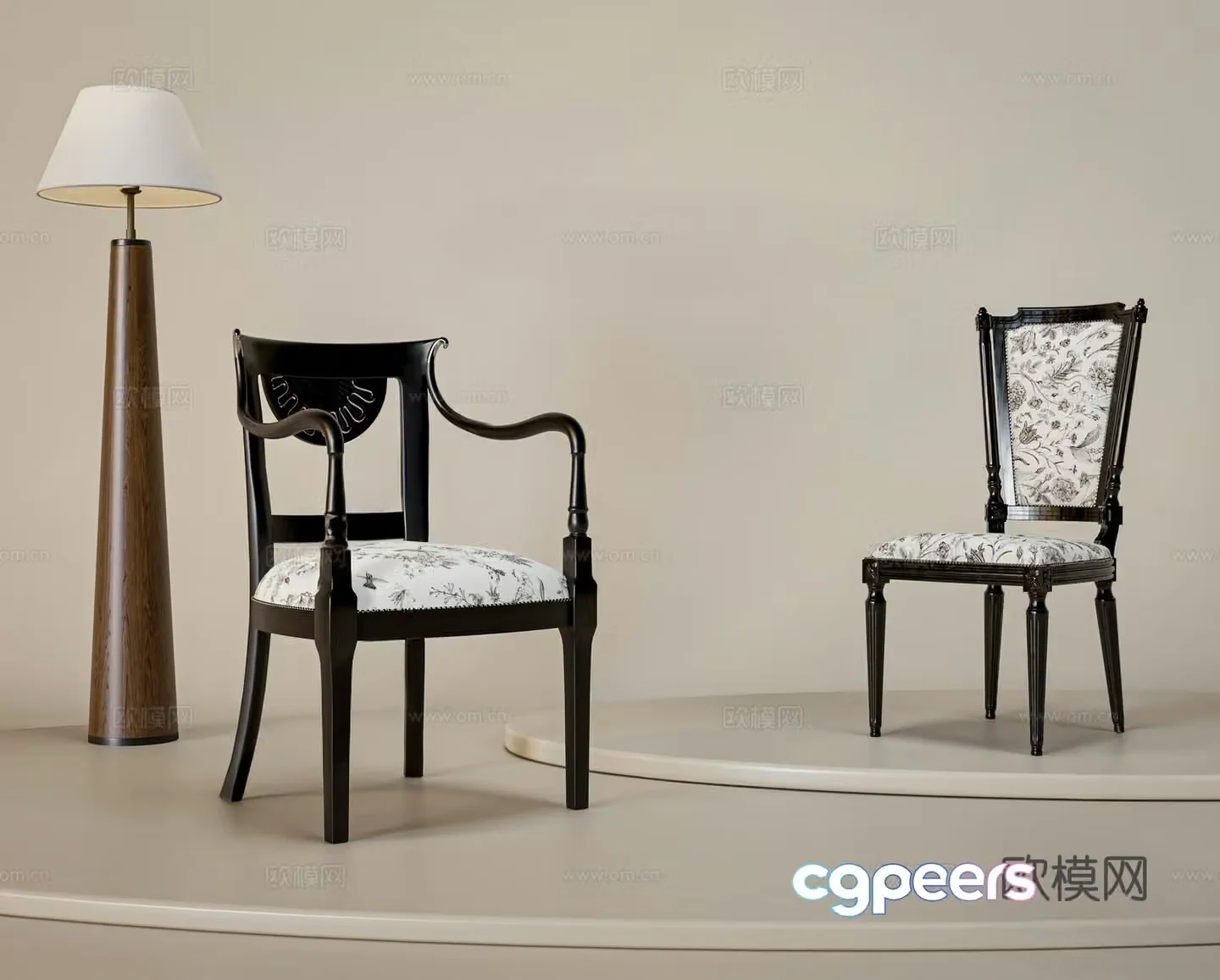 French classic leisure chair 3d model