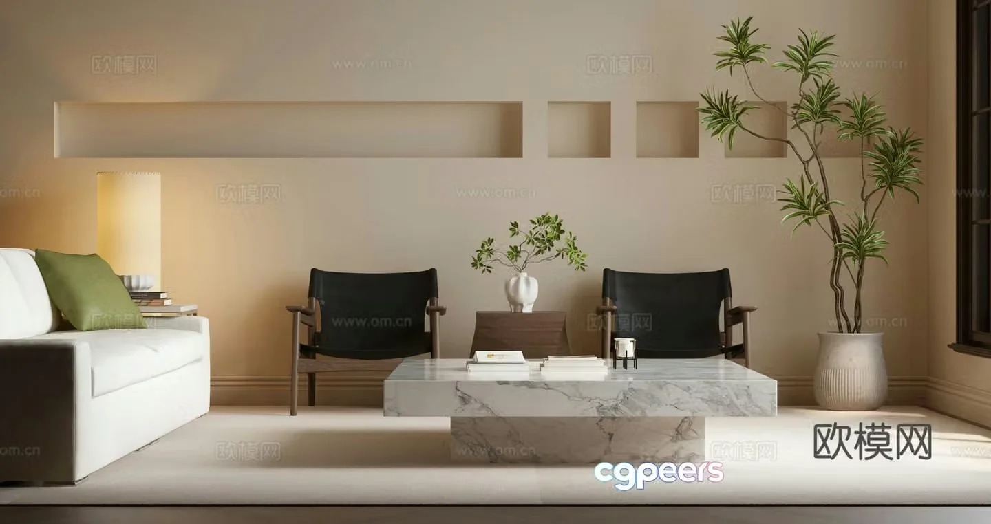 Modern sofa coffee table combination leisure chair combination 3D model