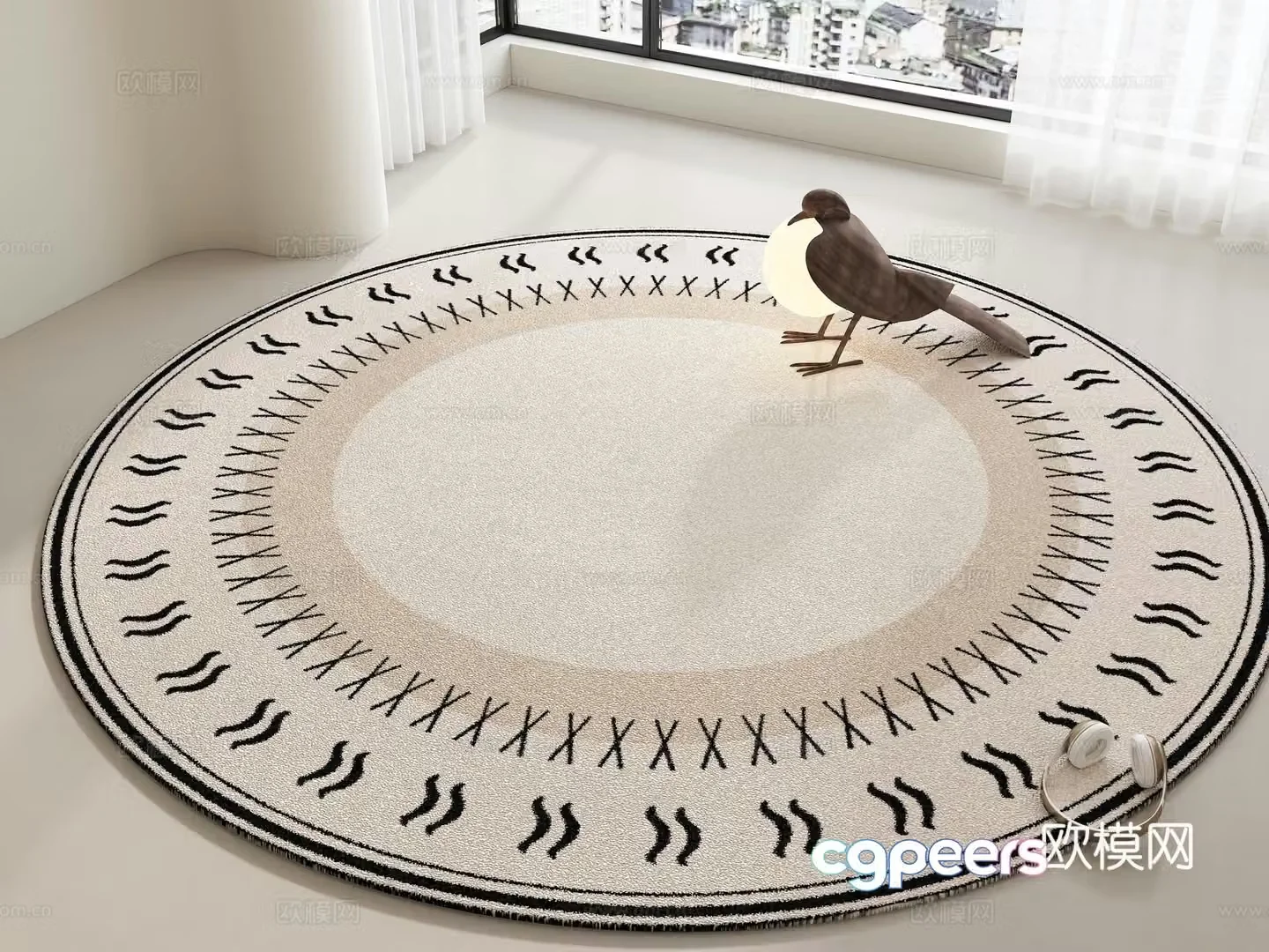 Carpet Middle style carpet Wasabi style carpet Cream style carpet Living room carpet Round carpet 3d model