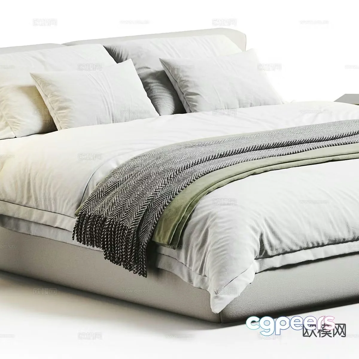 Fabric bed double bed 3d model