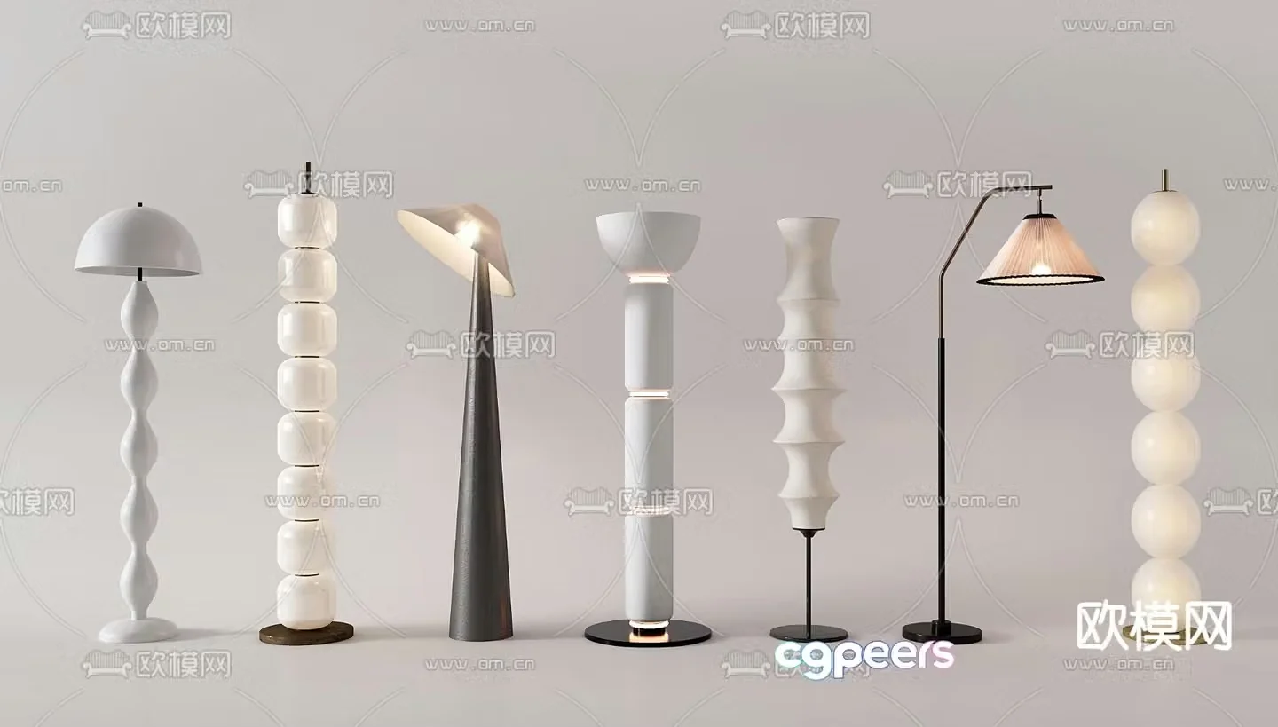 Cream style floor lamp 3d model
