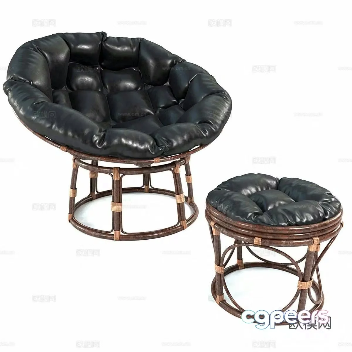 Papasan lounge chair 3d model