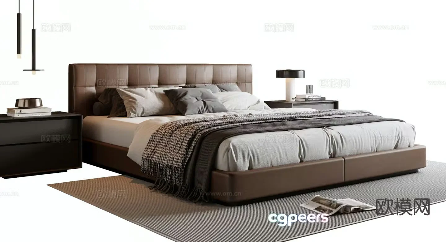 Italian double bed 3d model