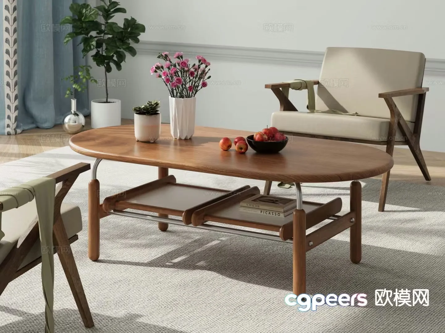 Log style coffee table 3d model