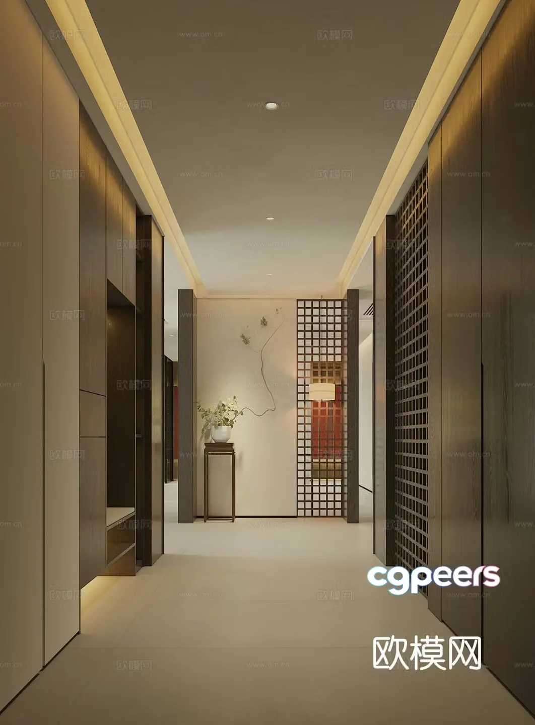 New Chinese style foyer entrance 3D model