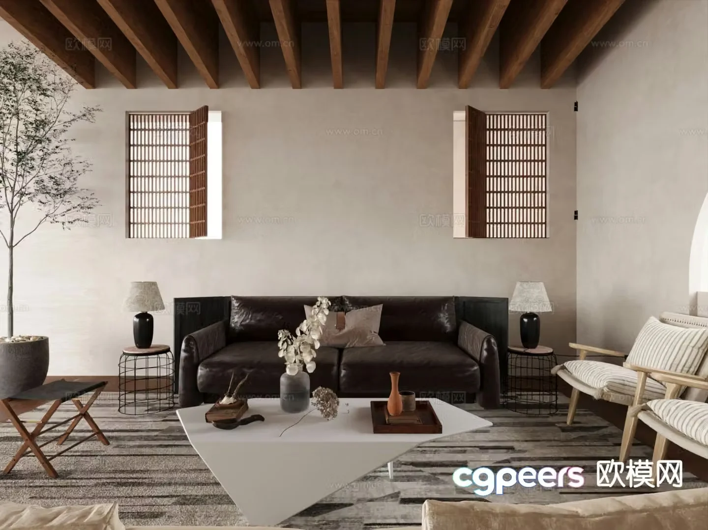 Wabi-sabi living room 3d model
