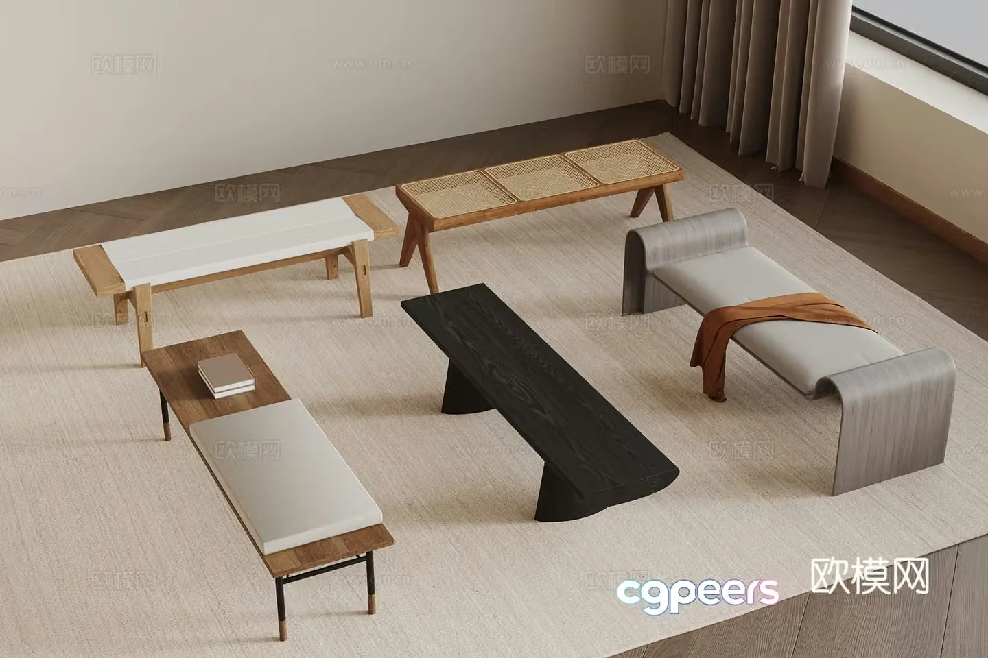 Jijifeng shoe replacement bench bench foot 3D model