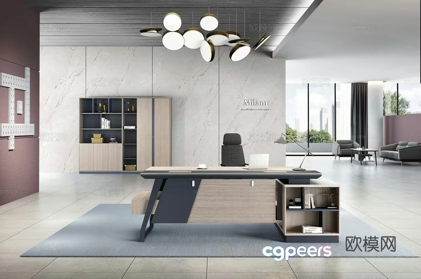 Working equipment office space office office area staff desk and chair 3d model