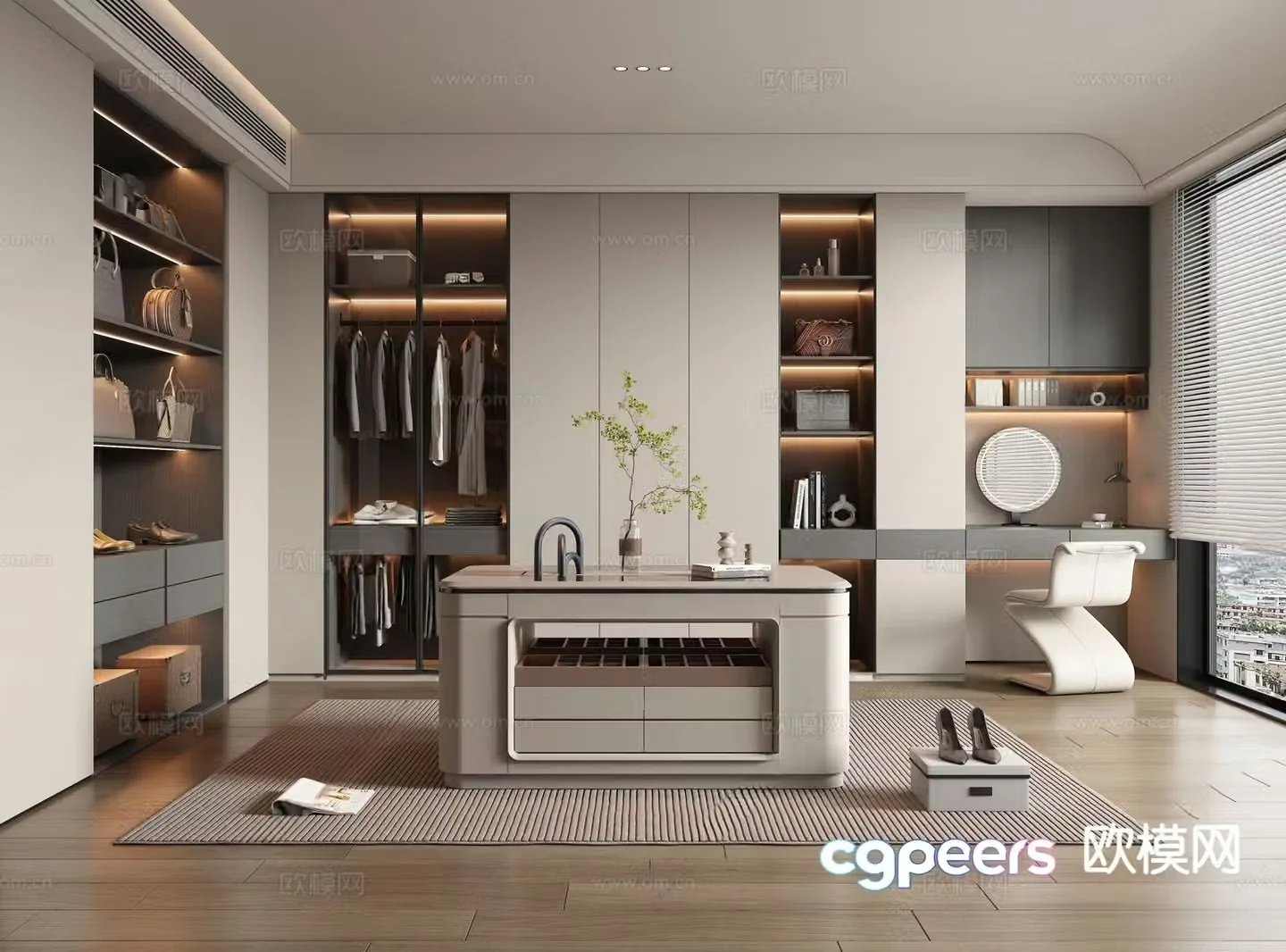 Modern minimalist cloakroom island cabinet 3D model