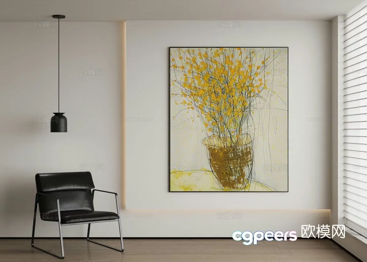Modern abstract painting decorative painting 3d model