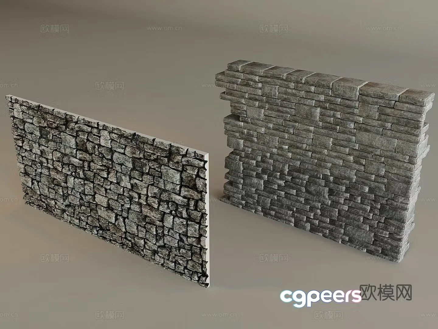 Stone wall stone wall landscape wall courtyard rural rammed stone wall fence 3d model
