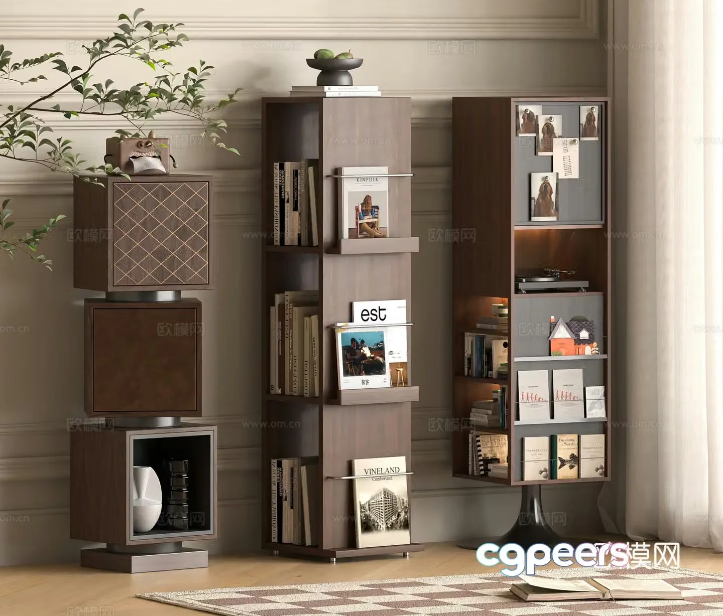 Middle-aged bookcase Magazine rack 3D model