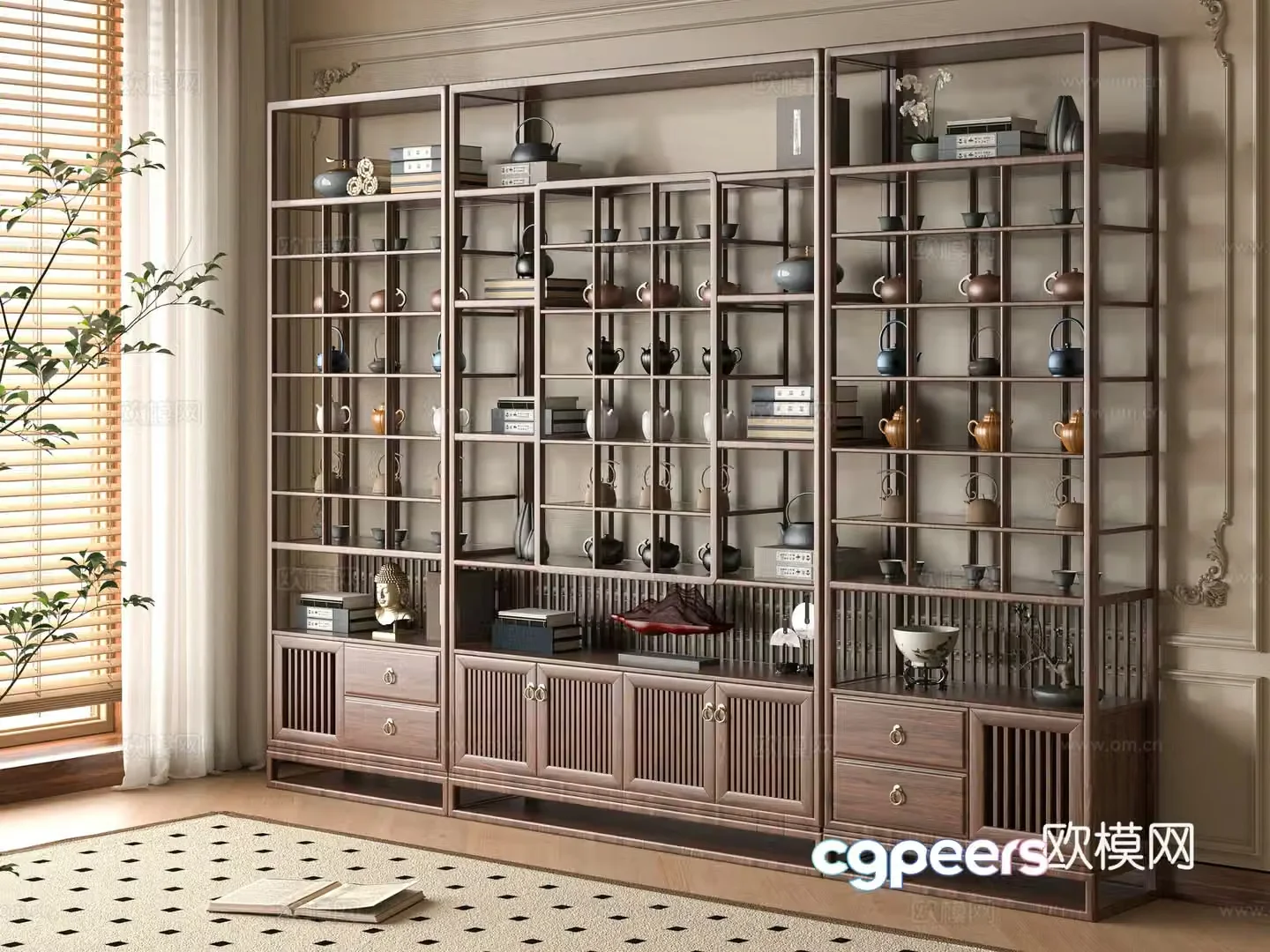 New Chinese style 3D model of Bo Gu shelf