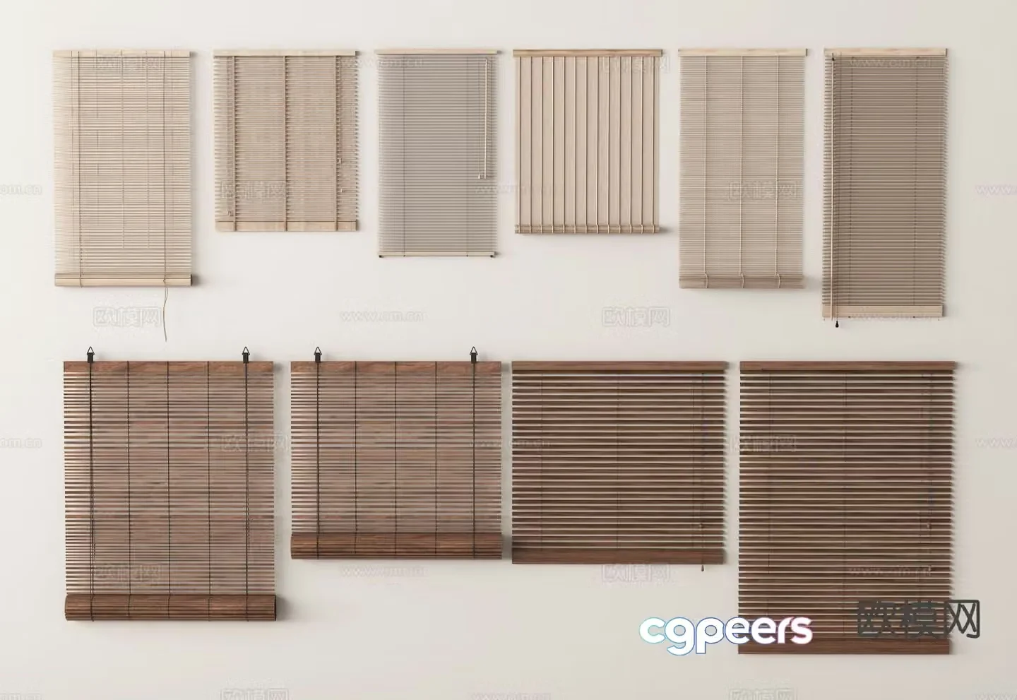 New Chinese style curtains Venetian blinds 3D model