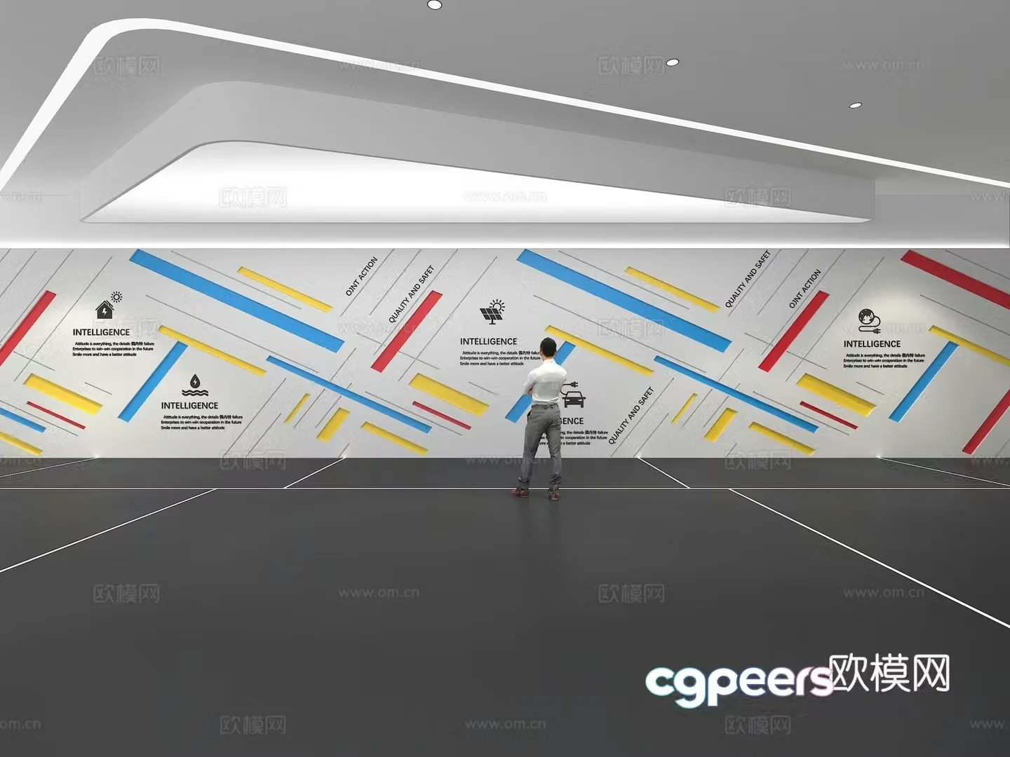 Cultural wall Corporate culture wall Display wall Education Exhibition hall Campus culture Corridor 3D model