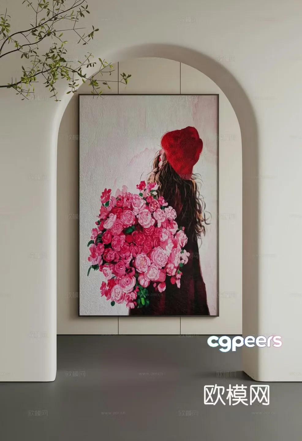 3D model of beautiful living and dining room hanging paintings