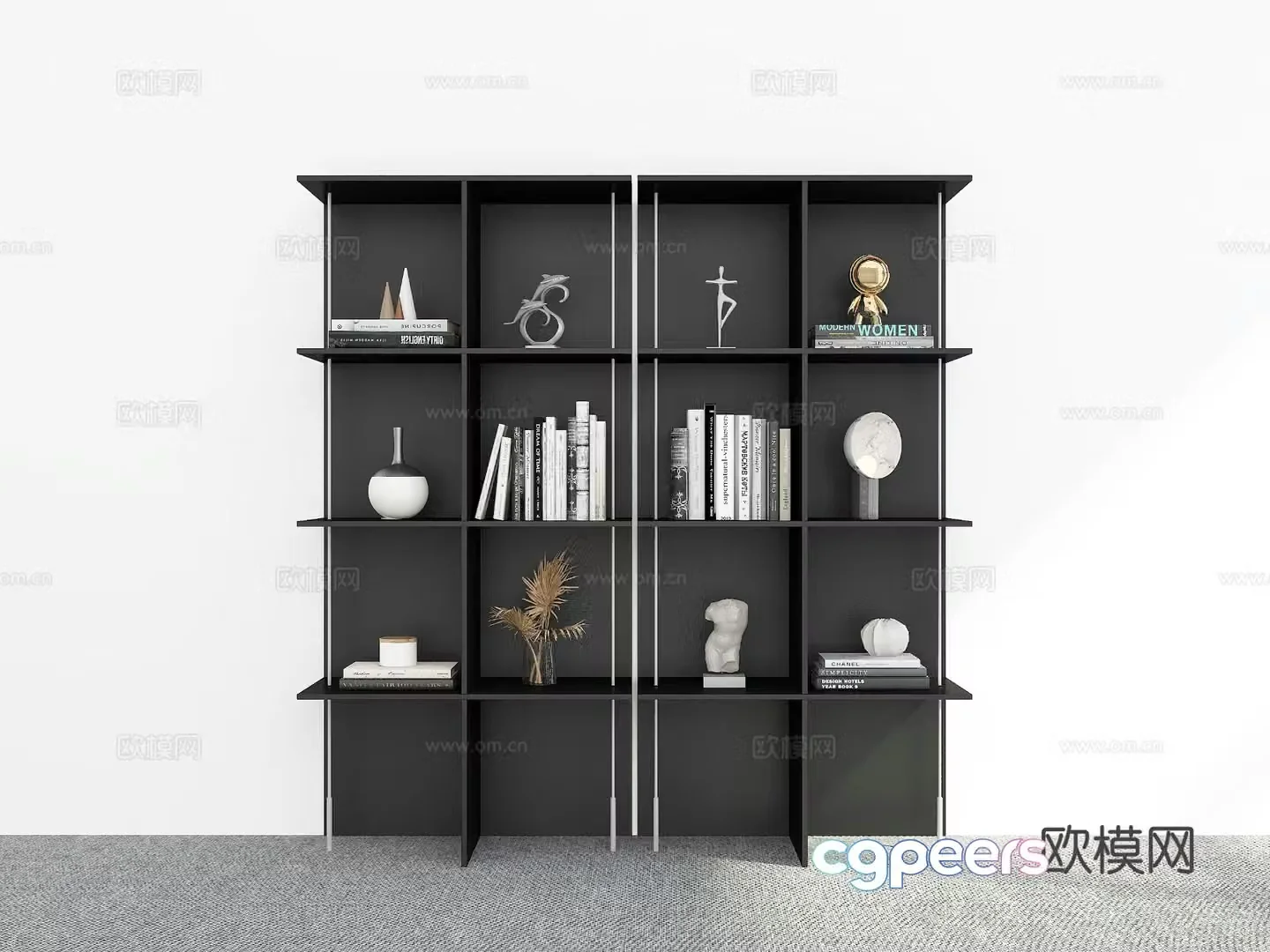 Modern bookshelf storage rack 3d model
