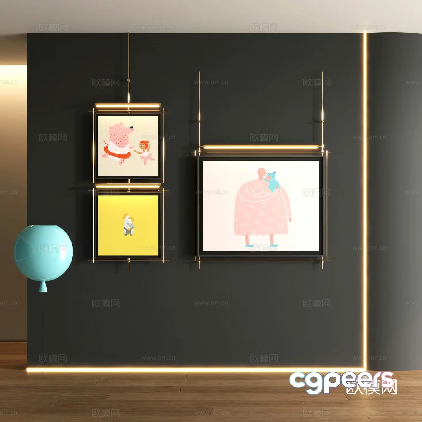 Modern cartoon metal decorative painting 3d model