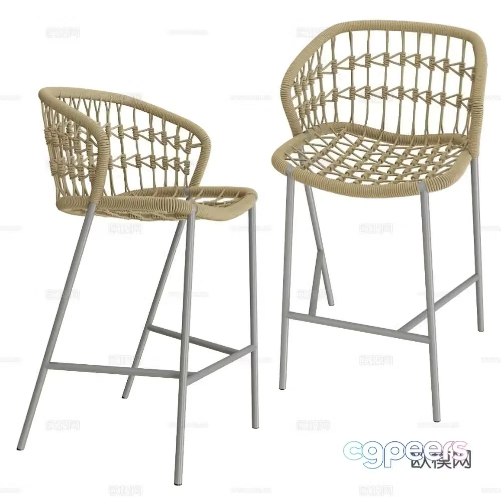 Castil modern bar stool rattan bar chair 3d model