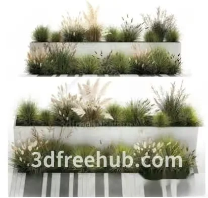 A 3D Rendering Of A Planter Box With Plants Possibly For 3D Model – 20920 – VRAY Render