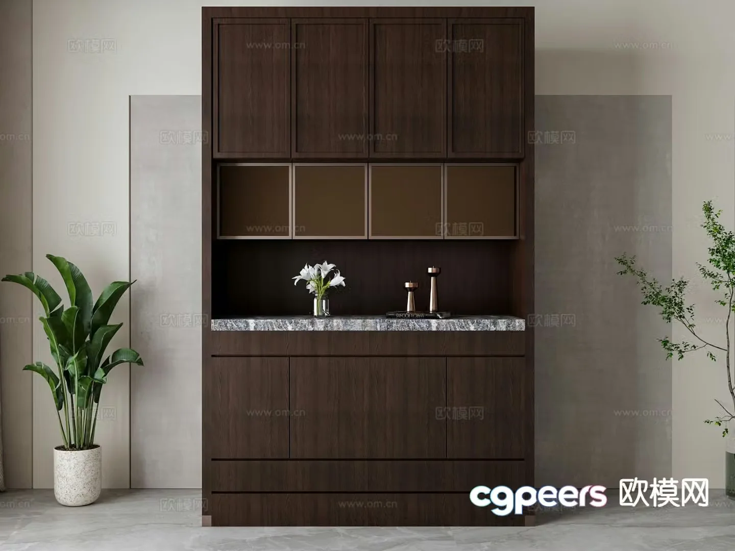 New Chinese style shoe cabinet entry entrance cabinet 3D model