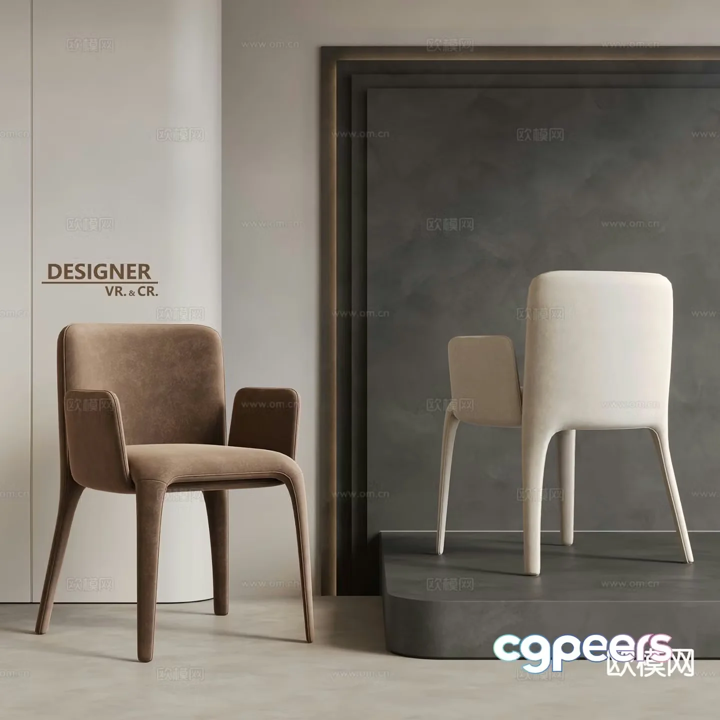 Modern single chair fabric dining chair chair 3d model