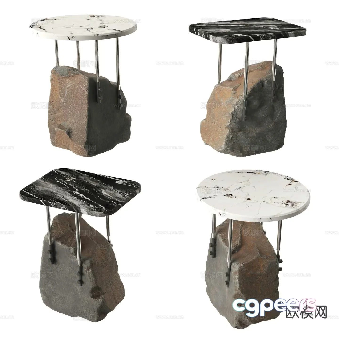 Modern Stone Tables 3D Model – 11480 – VRAY Render