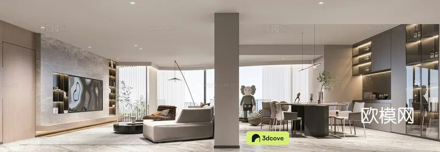 Modern living and dining room