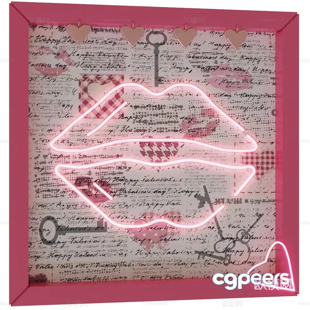 Modern love neon light 3d model