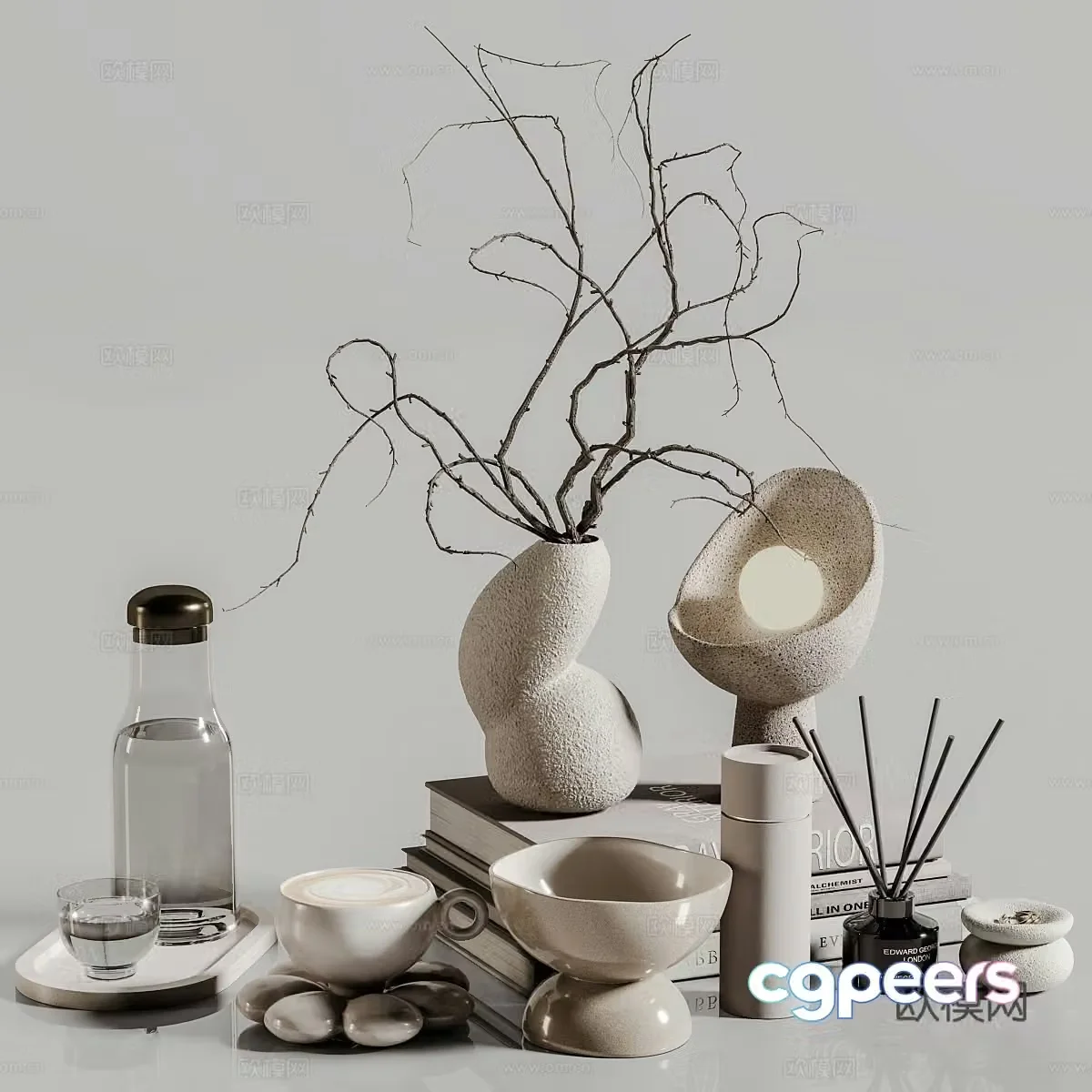 New Chinese style Wasabi ornament combination 3D model