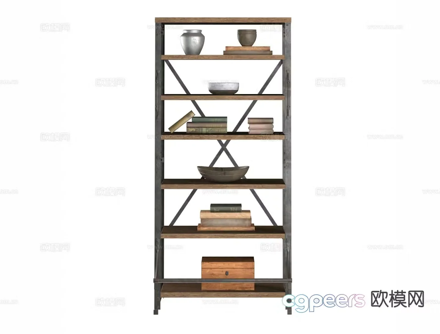 Industrial style decorative cabinet display stand 3D model