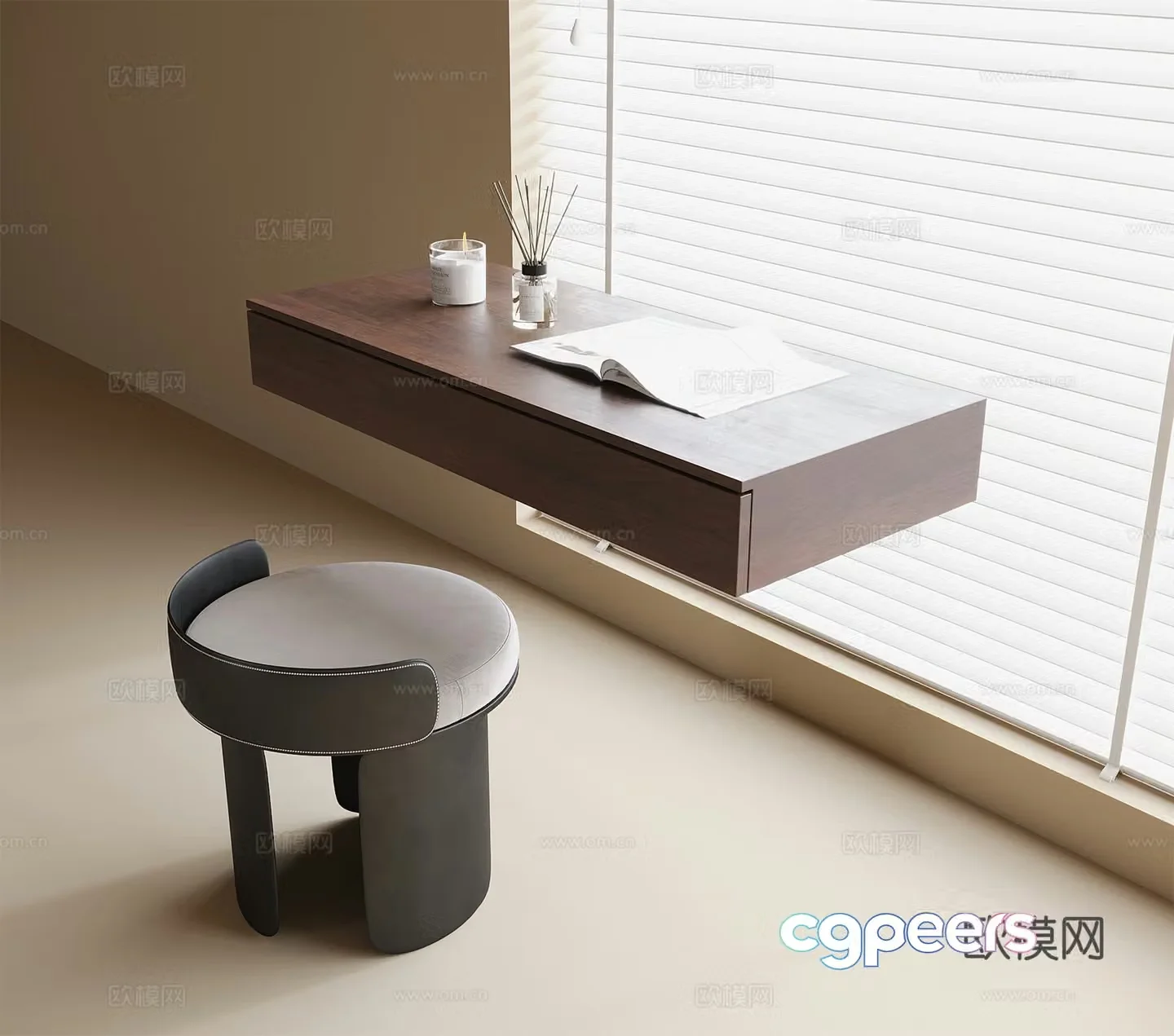 Modern dressing table dressing stool 3D model