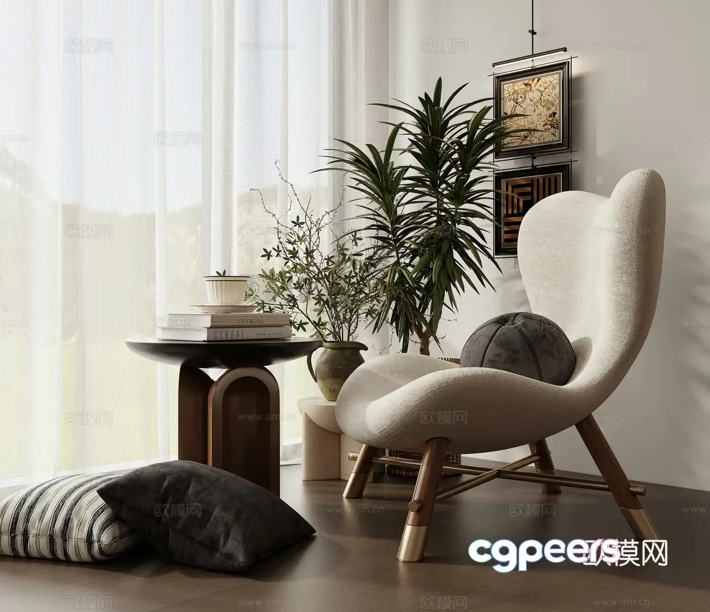 French casual chair sofa chair 3D model